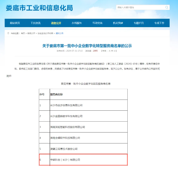 再获殊荣！中皓科创成功入选娄底市第一批中小企业数字化转型服务商！