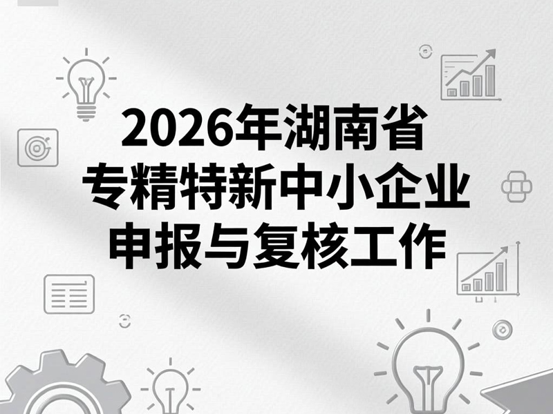 湖南省工业和信息化厅组织开展2026年湖南省专精特新中小企业申报和复核工作