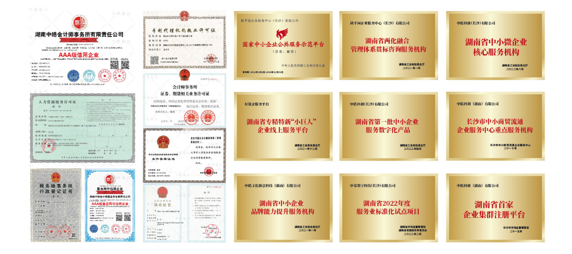 中皓集团荣誉资质